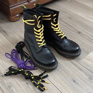 Dr. Martens Black Boots with Yellow Laces